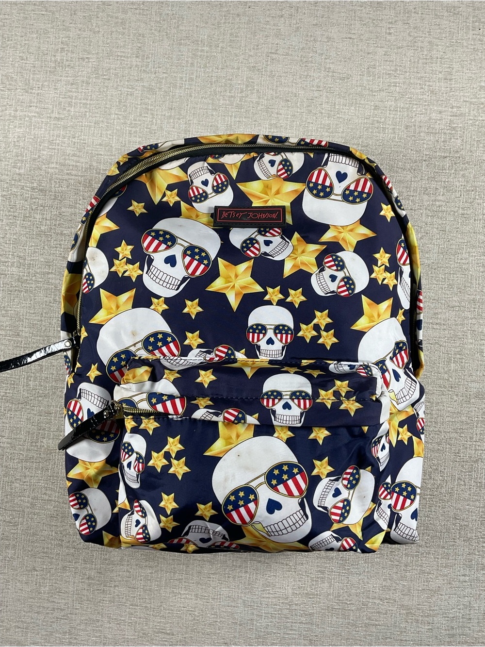 Betsey Johnson Navy & Gold Star Skull Kids Backpack